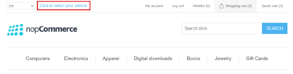 automobile spare parts & fitment plugin allows cascading vehicle selector button on home page